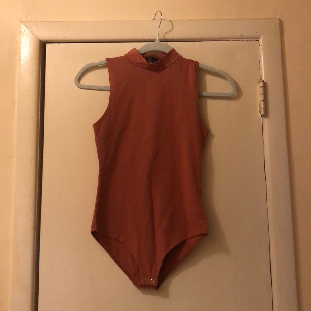 Burnt Orange Forever 21 Mock Neck Bodysuit